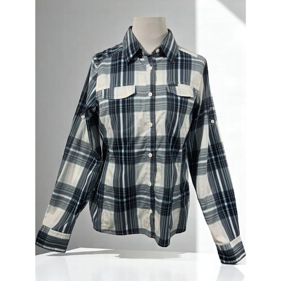 Columbia Medium Plaid Long Sleeve Button Down Shirt Adjustable Sleeve Multicolor - Picture 9 of 10